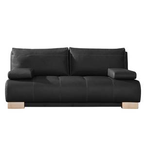 Schlafsofa Novato Echtleder Schwarz