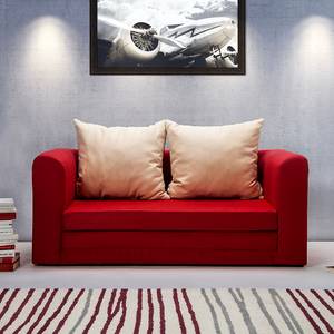 Schlafsofa Petty Microfaser Rot - Kissen Beige