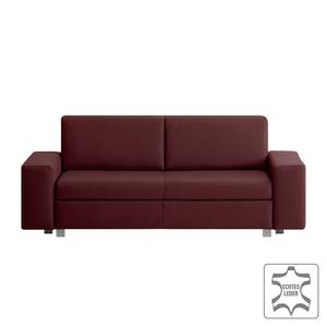 Canapé convertible Plaza Cuir véritable - Bordeaux - Largeur : 178 cm - Sans fonction