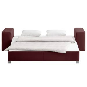 Schlafsofa Plaza Echtleder Echtleder - Bordeaux - Breite: 198 cm - Keine Funktion