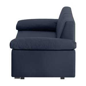 Canapé convertible Plaza Cuir véritable - Bleu foncé - Largeur : 172 cm - Accoudoir réglable