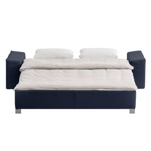 Canapé convertible Plaza Cuir véritable - Bleu foncé - Largeur : 172 cm - Accoudoir réglable