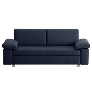 Schlafsofa Plaza Echtleder Dunkelblau - Breite: 222 cm - Armlehne verstellbar