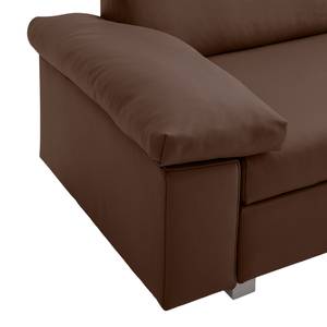 Canapé convertible Plaza Cuir véritable - Expresso - Largeur : 172 cm - Accoudoir réglable