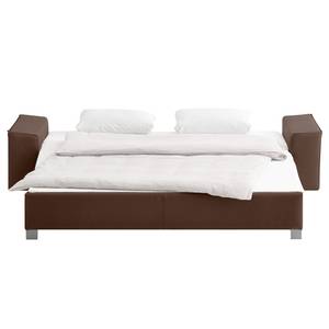 Canapé convertible Plaza Cuir véritable - Expresso - Largeur : 192 cm - Accoudoir réglable