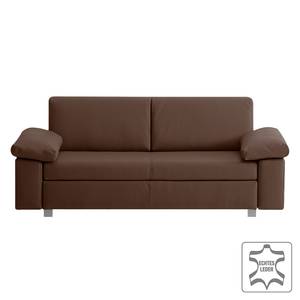 Schlafsofa Plaza Echtleder Espresso - Breite: 192 cm - Armlehne verstellbar