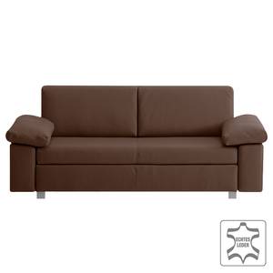 Canapé convertible Plaza Cuir véritable - Expresso - Largeur : 222 cm - Accoudoir réglable