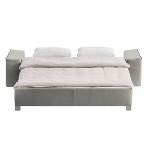 Canapé convertible Plaza Cuir véritable - Gris - Largeur : 172 cm - Accoudoir réglable