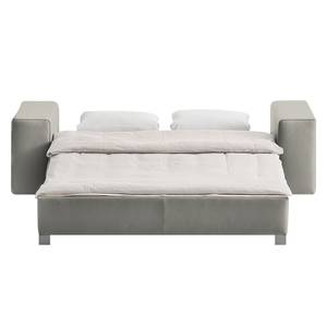 Divano letto Plaza Vera pelle - Grigio - Larghezza: 178 cm - Nessuna funzione