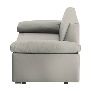 Canapé convertible Plaza Cuir véritable - Gris - Largeur : 192 cm - Accoudoir réglable