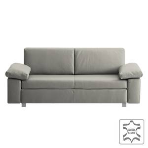 Canapé convertible Plaza Cuir véritable - Gris - Largeur : 192 cm - Accoudoir réglable