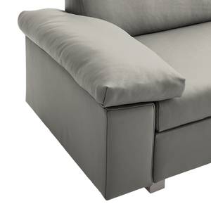 Canapé convertible Plaza Cuir véritable - Gris - Largeur : 192 cm - Accoudoir réglable