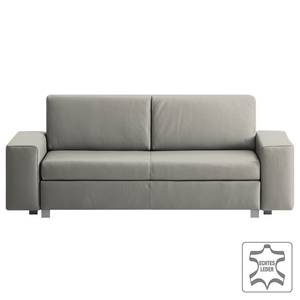 Canapé convertible Plaza Cuir véritable - Gris - Largeur : 228 cm - Sans fonction