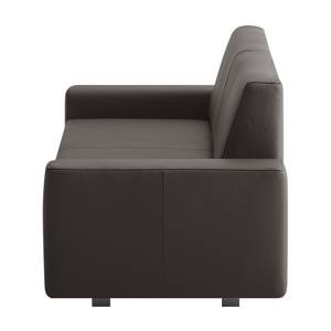 Canapé convertible Plaza Cuir véritable - Marron bison - Largeur : 198 cm - Sans fonction