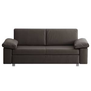 Schlafsofa Plaza Echtleder Bisonbraun - Breite: 222 cm - Armlehne verstellbar