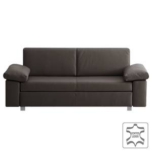 Schlafsofa Plaza Echtleder Echtleder - Bisonbraun - Breite: 222 cm - Armlehne verstellbar