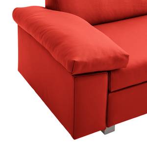 Canapé convertible Plaza Cuir véritable - Rouge - Largeur : 172 cm - Accoudoir réglable