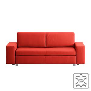 Canapé convertible Plaza Cuir véritable - Rouge - Largeur : 178 cm - Sans fonction