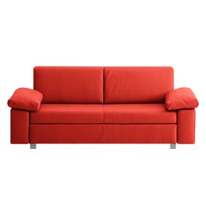 Divano letto Plaza Vera pelle - Rosso - Larghezza: 192 cm - Bracciolo regolabile