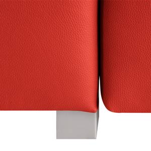 Divano letto Plaza Vera pelle - Rosso - Larghezza: 192 cm - Bracciolo regolabile