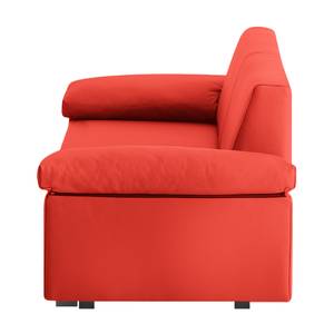 Schlafsofa Plaza Echtleder Rot - Breite: 222 cm - Armlehne verstellbar