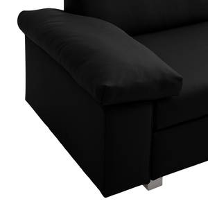 Canapé convertible Plaza Cuir véritable - Noir - Largeur : 172 cm - Accoudoir réglable