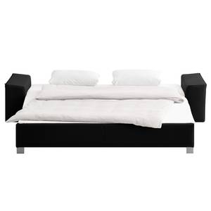 Canapé convertible Plaza Cuir véritable - Noir - Largeur : 192 cm - Accoudoir réglable