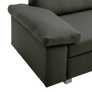 Canapé convertible Plaza Cuir véritable - Vert sapin - Largeur : 172 cm - Accoudoir réglable