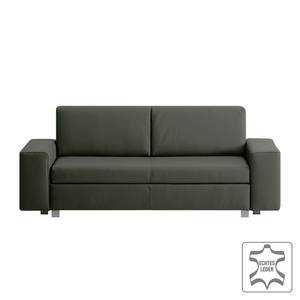 Canapé convertible Plaza Cuir véritable - Vert sapin - Largeur : 178 cm - Sans fonction