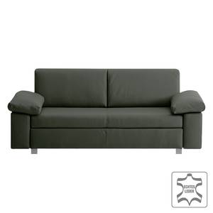 Schlafsofa Plaza Echtleder Tannengrün - Breite: 192 cm - Armlehne verstellbar