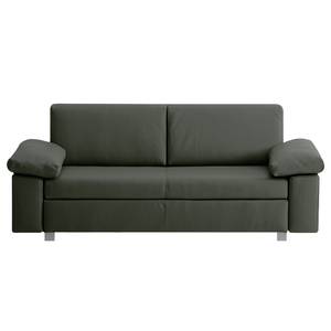 Schlafsofa Plaza Echtleder Tannengrün - Breite: 222 cm - Armlehne verstellbar