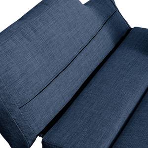 Slaapbank Plaza geweven stof - Blauw - Breedte: 222 cm - Armleuningen verstelbaar