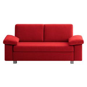 Canapé convertible Plaza Tissu - Rouge - Largeur : 192 cm - Accoudoir réglable