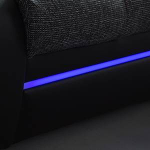 Schlafsofa Rainbowlight (mit LED-Beleuchtung) - Kunstleder/Strukturstoff - Schwarz