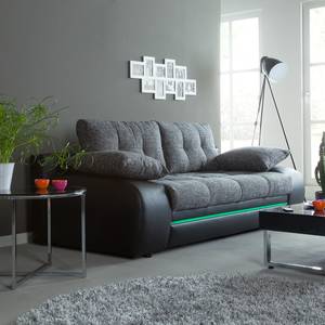 Schlafsofa Rainbowlight (mit LED-Beleuchtung) - Kunstleder/Strukturstoff - Schwarz