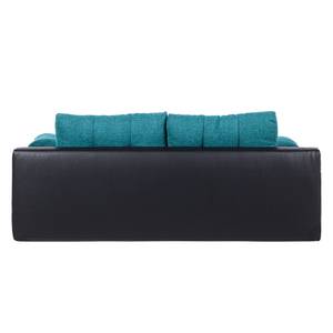 Canapé convertible Rainbowlight Imitation cuir / Tissu structuré - Noir / Bleu pétrole