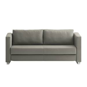 Canapé convertible Randa Cuir véritable - Gris - Largeur : 202 cm