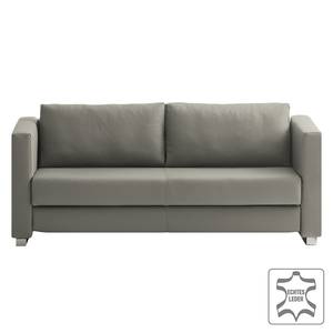 Canapé convertible Randa Cuir véritable - Gris - Largeur : 202 cm