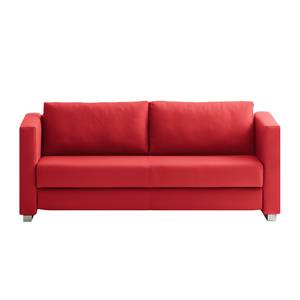 Canapé convertible Randa Cuir véritable - Rouge - Largeur : 202 cm