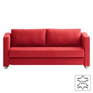 Canapé convertible Randa Cuir véritable - Rouge - Largeur : 202 cm