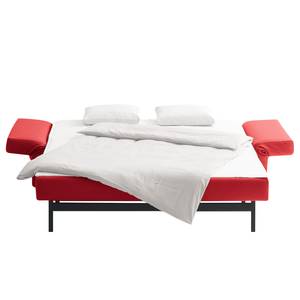 Canapé convertible Randa Cuir véritable - Rouge - Largeur : 202 cm