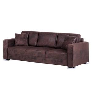 Canapé convertible Reims Microfibre marron foncé imitation nubuck