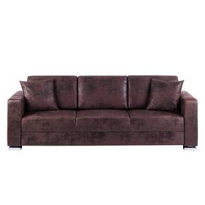 Canapé convertible Reims Microfibre marron foncé imitation nubuck