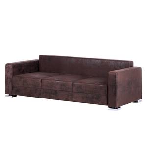 Canapé convertible Reims Microfibre marron foncé imitation nubuck