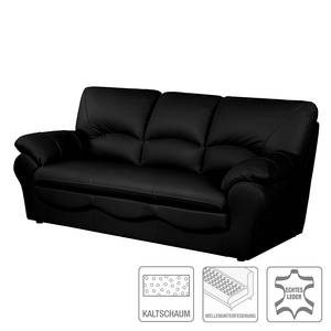 Schlafsofa Torsby mit Matratze Echtleder Schwarz