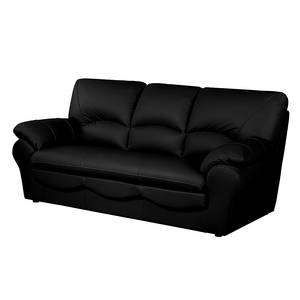 Schlafsofa Torsby mit Matratze Echtleder Schwarz