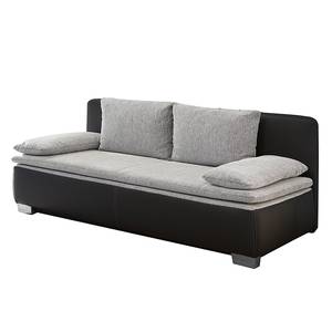 Canapé convertible Bocono Imitation cuir / Tissu - Noir / Gris clair