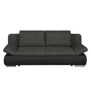 Schlafsofa Weyburn Webstoff / Kunstleder Grau / Schwarz