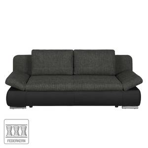 Schlafsofa Weyburn Webstoff / Kunstleder Grau / Schwarz