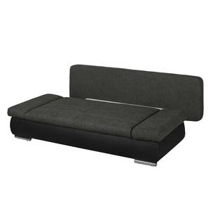 Schlafsofa Weyburn Webstoff / Kunstleder Grau / Schwarz